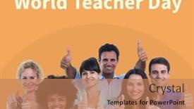  Presentation with diverse people - Slide deck consisting of composition-of-world-teachers-day background and a coral colored foreground