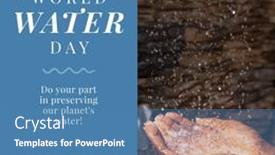  Presentation with hands saving - PPT theme having composition-of-world-water-day background and a teal colored foreground