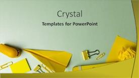  Presentation with yellow paper - PPT theme featuring composition-of-yellow-school-equipment background and a mint green colored foreground