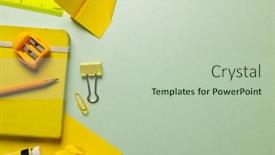  Presentation with yellow paper - PPT layouts with composition-of-yellow-school-equipment background and a mint green colored foreground