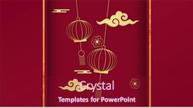  Presentation with lanterns - Slide deck enhanced with composition-of-yellow-stripes background and a violet colored foreground