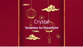  Presentation with lanterns - PPT layouts consisting of composition-of-yellow-stripes background and a crimson colored foreground