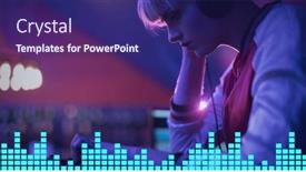  Presentation with graphic - Beautiful slide deck featuring composition-on-graphic-music-equalizer backdrop and a violet colored foreground