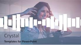  Presentation with music headphones - Slide deck with composition-on-graphic-music-equalizer background and a teal colored foreground