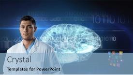  Presentation with brain medicine - Theme having composition-on-male-doctor-over background and a light blue colored foreground