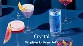  Presentation with bartender - Presentation theme having composition-with-alcohol-cocktails background and a ocean colored foreground