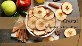 Presentation with cinnamon - Beautiful PPT theme featuring composition with apple chips backdrop and a yellow colored foreground