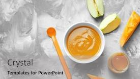  Presentation with baby food - Theme having composition with baby food on grey background background and a light gray colored foreground