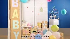  Presentation with baby shower gifts - Beautiful slides featuring composition with baby shower decorations backdrop and a coral colored foreground