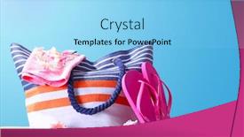  Presentation with accessories - Beautiful PPT layouts featuring composition with beach accessories on sand against color background summer vacation concept backdrop and a light blue colored foreground