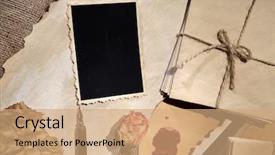  Presentation with old album - Colorful presentation theme enhanced with composition with blank old photos backdrop and a coral colored foreground