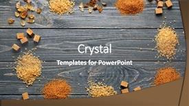  Presentation with sugar - Cool new PPT theme with composition with brown sugar on wooden background backdrop and a gray colored foreground