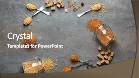  Presentation with sugar - Presentation theme consisting of composition with brown sugar on grey textured background background and a violet colored foreground