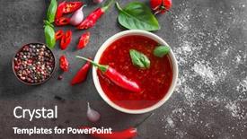  Presentation with chili - Amazing theme having composition with chili sauce backdrop and a tawny brown colored foreground