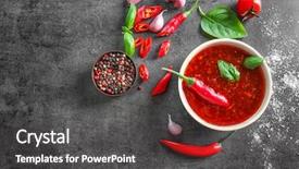 Presentation with hot sauce - Amazing slides having composition with chili sauce backdrop and a dark gray colored foreground