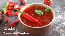  Presentation with chili - Slides consisting of composition with chili sauce background and a tawny brown colored foreground