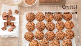  Presentation with chocolate chip cookies - PPT layouts consisting of composition-with-chocolate-chip-oatmeal background and a coral colored foreground