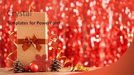  Presentation with christmas lights - Theme featuring composition with christmas gift and blurred lights on background background and a red colored foreground