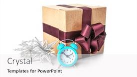  Presentation with clock countdown - Colorful slide deck enhanced with composition with clock gift box and festive decor on white background christmas countdown concept backdrop and a white colored foreground