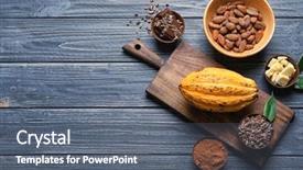  Presentation with cocoa - PPT theme featuring composition with cocoa products background and a gray colored foreground