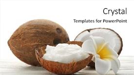  Presentation with coconut shell - Beautiful slides featuring composition with coconut oil backdrop and a  colored foreground