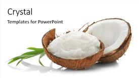  Presentation with coconut shell - PPT layouts consisting of composition with coconut oil background and a white colored foreground