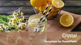  Presentation with cold water - Slide deck featuring composition with cold lemon water background and a coral colored foreground