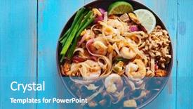  Presentation with pad thai - Presentation theme with composition with copy space atop background and a teal colored foreground