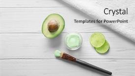  Presentation with avocado - Theme featuring composition with cosmetic mask avocado background and a light gray colored foreground