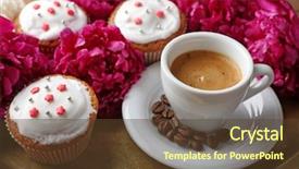 Presentation with peony - PPT theme enhanced with composition with cup of coffee background and a tawny brown colored foreground