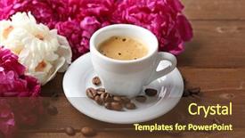  Presentation with peony - Presentation design with composition with cup of coffee background and a tawny brown colored foreground