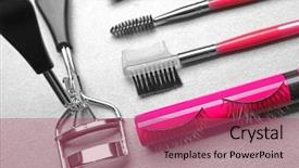  Presentation with eyelashes - Audience pleasing slides consisting of composition with curler false eyelashes backdrop and a violet colored foreground