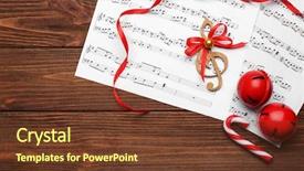  Presentation with music sheets - Colorful slide deck enhanced with composition with decorations and music backdrop and a tawny brown colored foreground