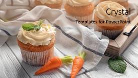  Presentation with muffins - Amazing theme having composition with delicious carrot muffins backdrop and a coral colored foreground