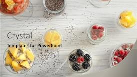  Presentation with pudding - Beautiful presentation featuring top view blackberry smoothie - composition with delicious chia seed backdrop and a soft green colored foreground