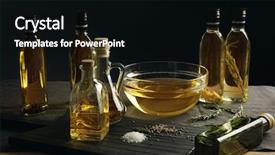  Presentation with cooking oils - Cool new slides with composition with different cooking oils backdrop and a  colored foreground