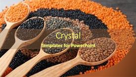  Presentation with lentils - PPT layouts consisting of composition with different types of lentils and wooden spoons on grey background background and a tawny brown colored foreground