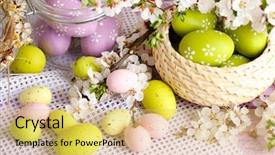  Presentation with easter - Slide deck having composition with easter eggs background and a yellow colored foreground