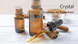 Presentation with essential oil - Slides with composition with essential cinnamon oil background and a coral colored foreground