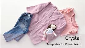  Presentation with children - PPT theme with composition with fashionable children clothes background and a soft green colored foreground