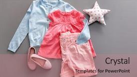  Presentation with children custody - Cool new PPT theme with composition with fashionable children clothes backdrop and a coral colored foreground