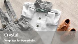  Presentation with clothes - Theme having composition with fashionable children clothes background and a gray colored foreground