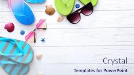  Presentation with vacation - PPT layouts with composition with flip flops background and a sky blue colored foreground
