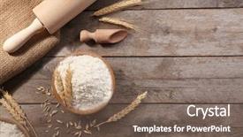  Presentation with kitchen utensils - Audience pleasing presentation consisting of composition with flour and kitchen backdrop and a violet colored foreground