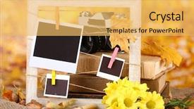  Presentation with card holiday flowers abstract - Presentation consisting of composition with flowers photo card background and a yellow colored foreground