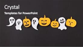  Presentation with handcraft - Amazing PPT layouts having colorful halloween handcraft composition backdrop and a dark gray colored foreground
