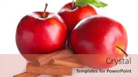  Presentation with cinnamon - Colorful presentation design enhanced with composition with fresh apples and cinnamon sticks on white background backdrop and a red colored foreground