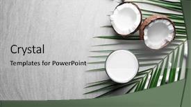  Presentation with milk coconut - Beautiful theme featuring composition with fresh coconut milk backdrop and a light gray colored foreground