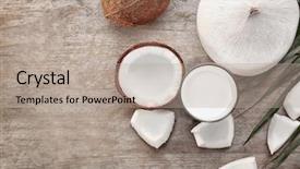  Presentation with milk coconut - Beautiful slide deck featuring composition with fresh coconut milk backdrop and a mint green colored foreground