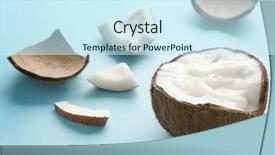  Presentation with edible oil - Theme with composition with fresh coconut oil background and a  colored foreground